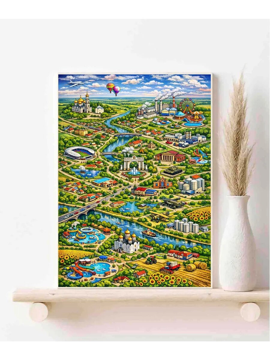 Кореновск, Россия, Fantasy MapКарта, Плакат 30x42см
