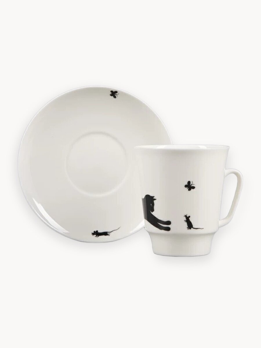 Кофейная пара "Кошки-мышки " форма Майская, 165 мл. , Императорский фарфоровый завод