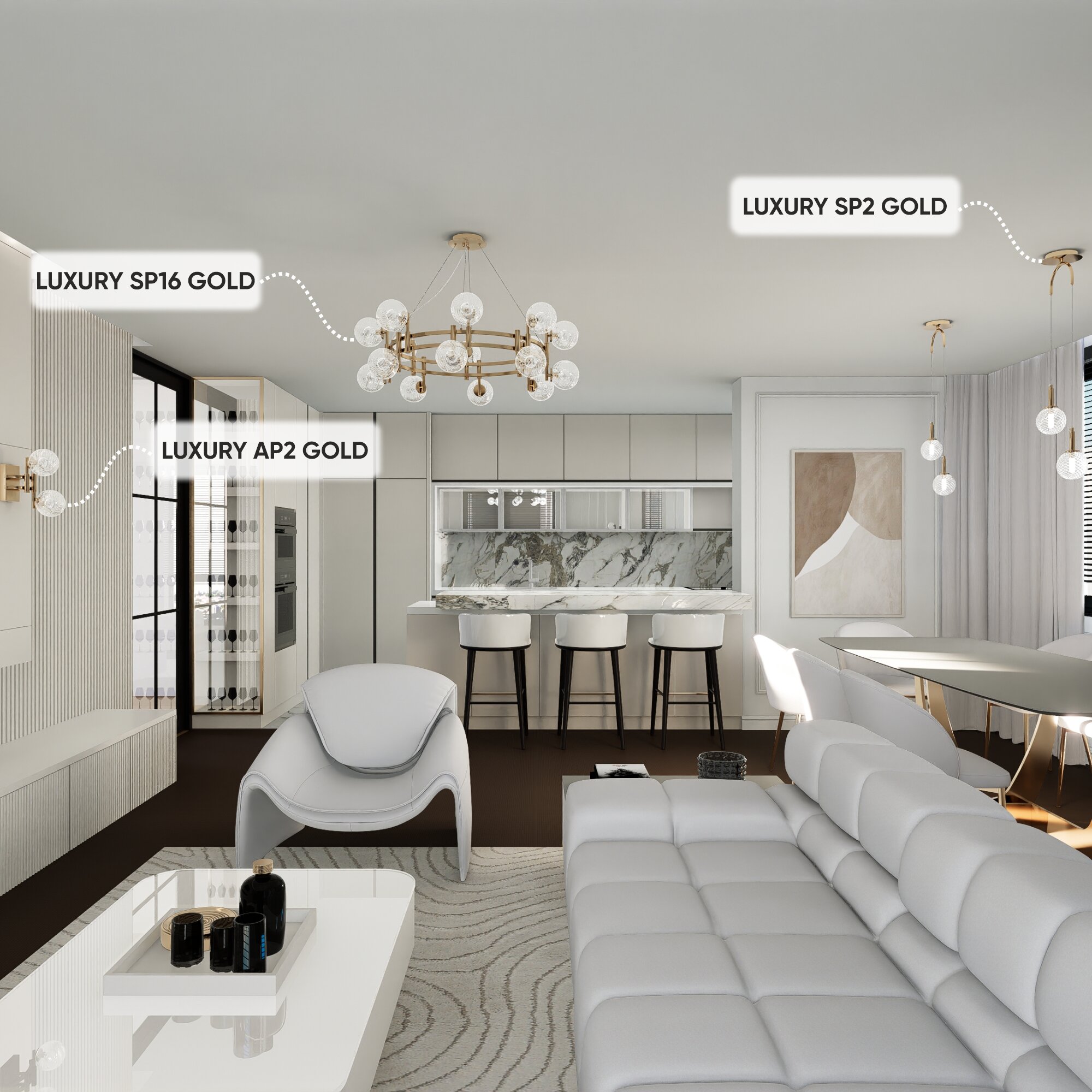 Люстра Crystal Lux LUXURY SP16 GOLD — фото 1