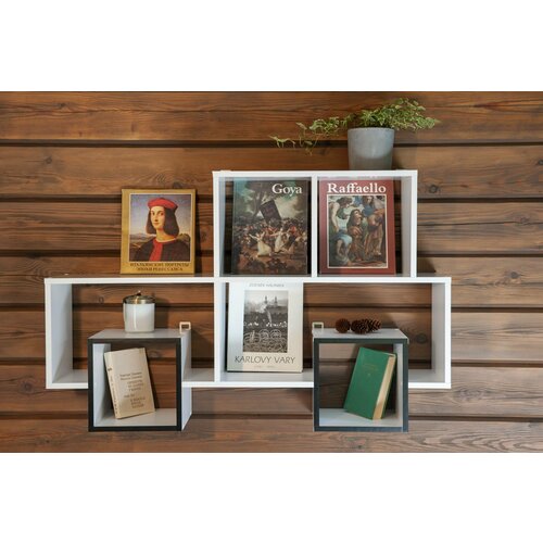 Полка книжная Hesby Shelf 4 белый/черный