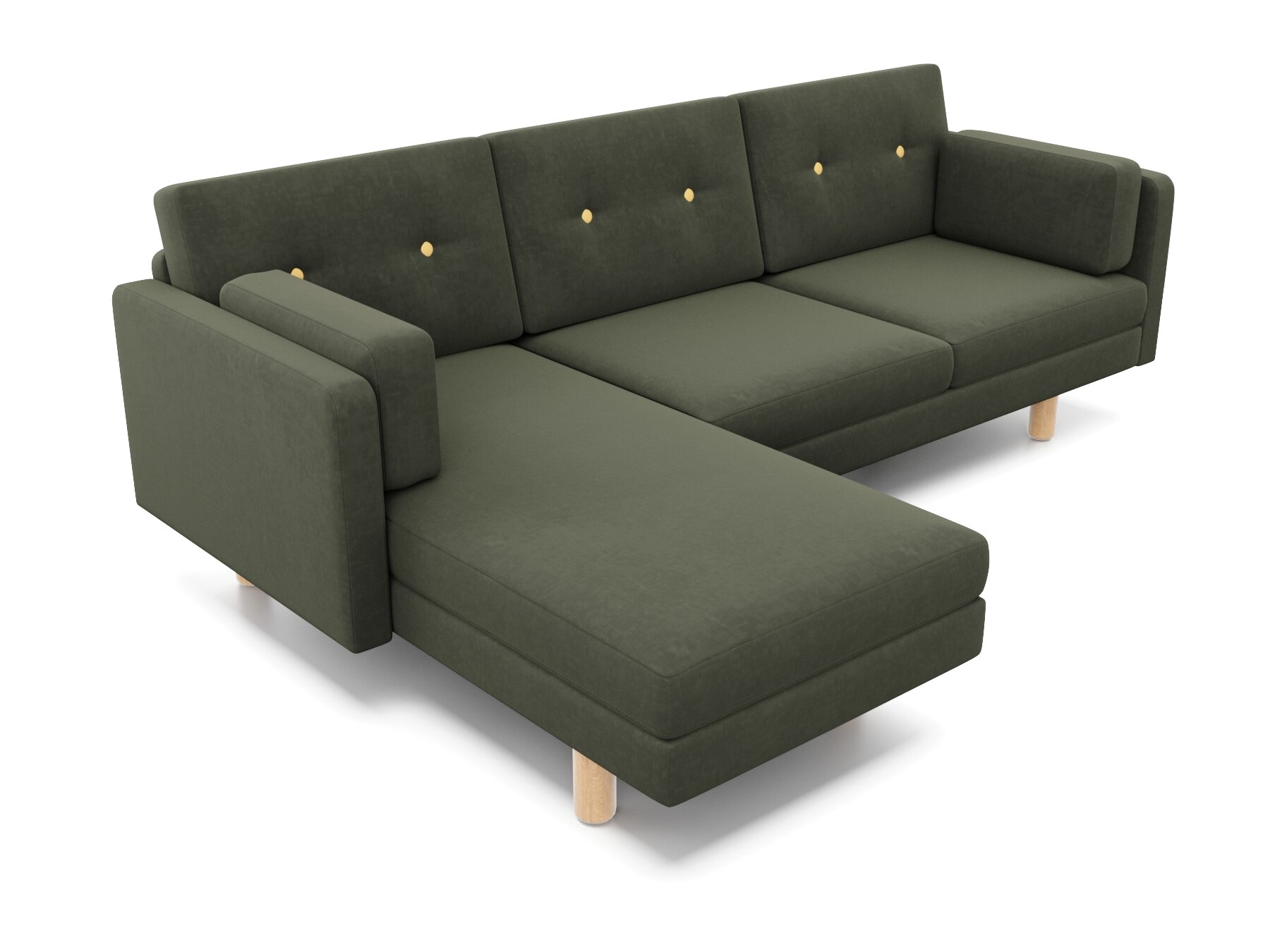 Угловой диван ингвар-у правый, зеленый, велюр, массив дерева, офисный, для кафе и бара, в гостиную, скандинавский лофт