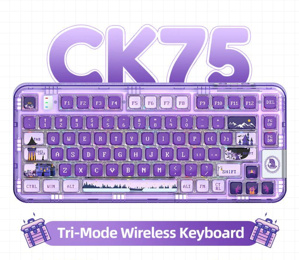 YUNZII Игровая клавиатура беспроводная CoolKiller CK75, (Linear), Английская раскладка, фиолетовый