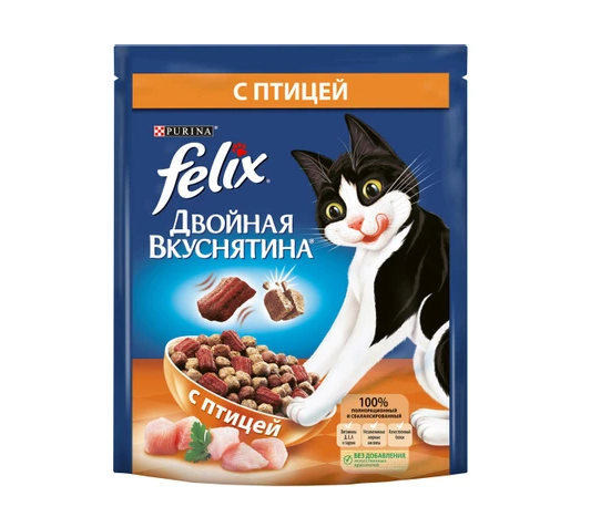 Сухой корм PURINA Felix "Двойная вкуснятина", с птицей, 200 г