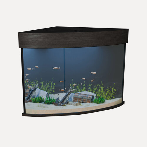 Изображение товара Аквариум 120 литров угловой с крышкой и освещением (58х58х57см) для рыбок