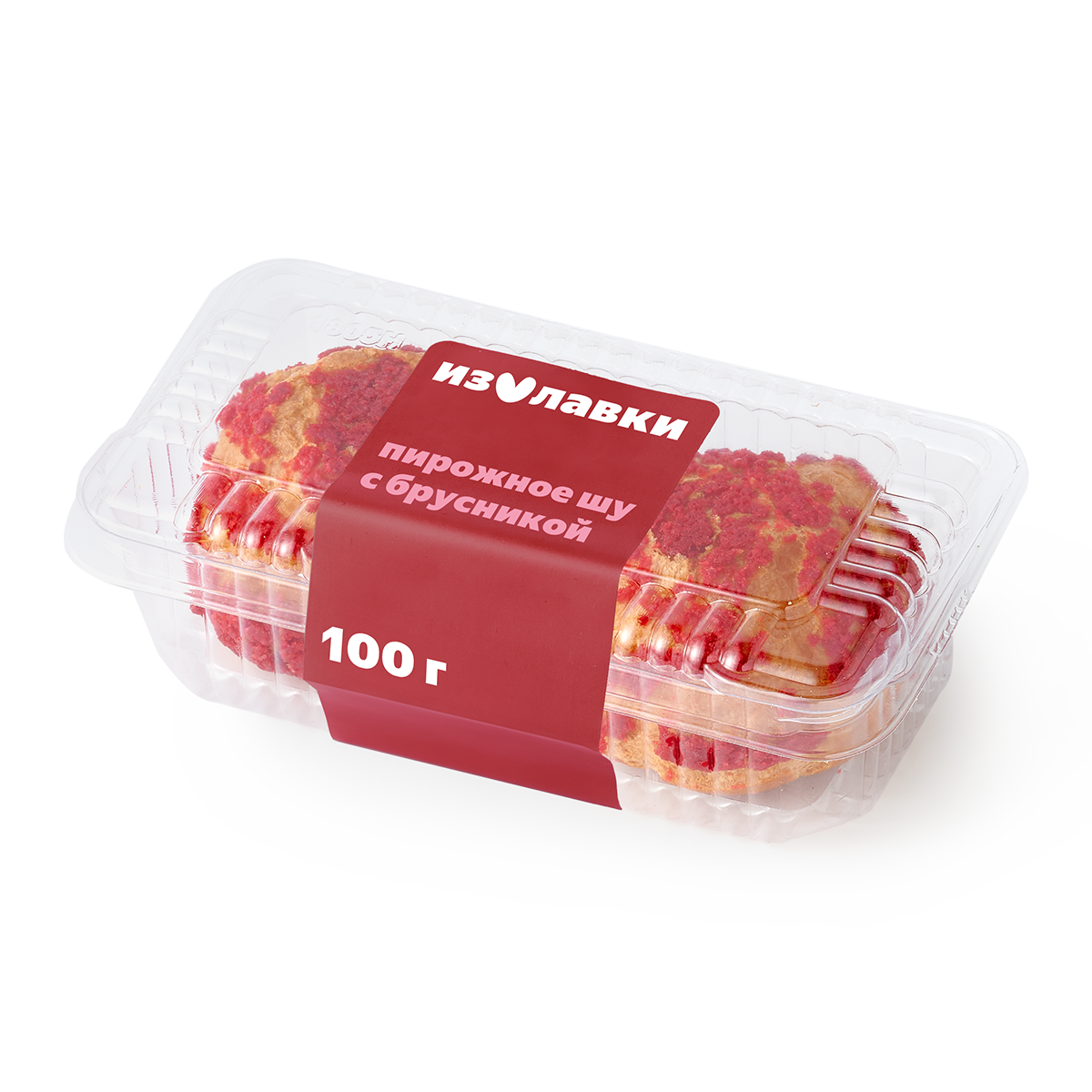 Пирожное шу "Из Лавки" с брусникой, замороженное, 100 г, 2 шт. в уп.