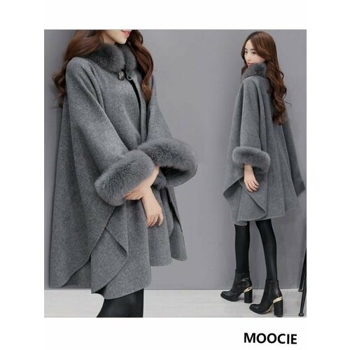 фото Пальто moocie, размер 46, серый металлик