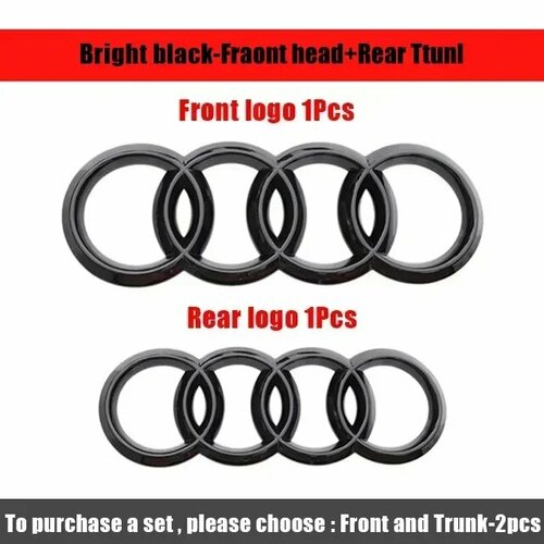 Четыре кольца автомобиля передняя передняя бабка задняя крышка багажника логотип украшение аксессуары для Audi Q2 Q3 Q5 Q7 Q8 A3 A4 A5 A6 A7 A8 эмблема ABS Bright Black For Q5 2013-2020 1570₽