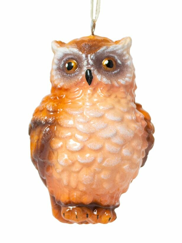 Елочное украшение "Сова", 8 см, ручная роспись, гипс, коричневое — фото 1