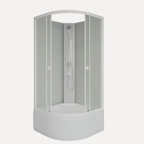 Изображение товара Душевая кабина Niagara Промо (Promo) P80/40/MT/BK стеклянная, 80x80, высокий поддон, открытая (без крыши), с сиденьем, с матовым стеклом, без гидромассажа, с белым профилем