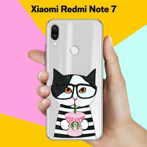 Силиконовый чехол Кот в очках на Xiaomi Redmi Note 7 силиконовый чехол на xiaomi redmi note 7 сяоми редми нот 7 мы в ответе за тех кого напоили прозрачный