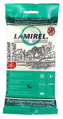 Антибактериальные универсальные чистящие салфетки Lamirel для поверхностей, 24 шт LA-61617