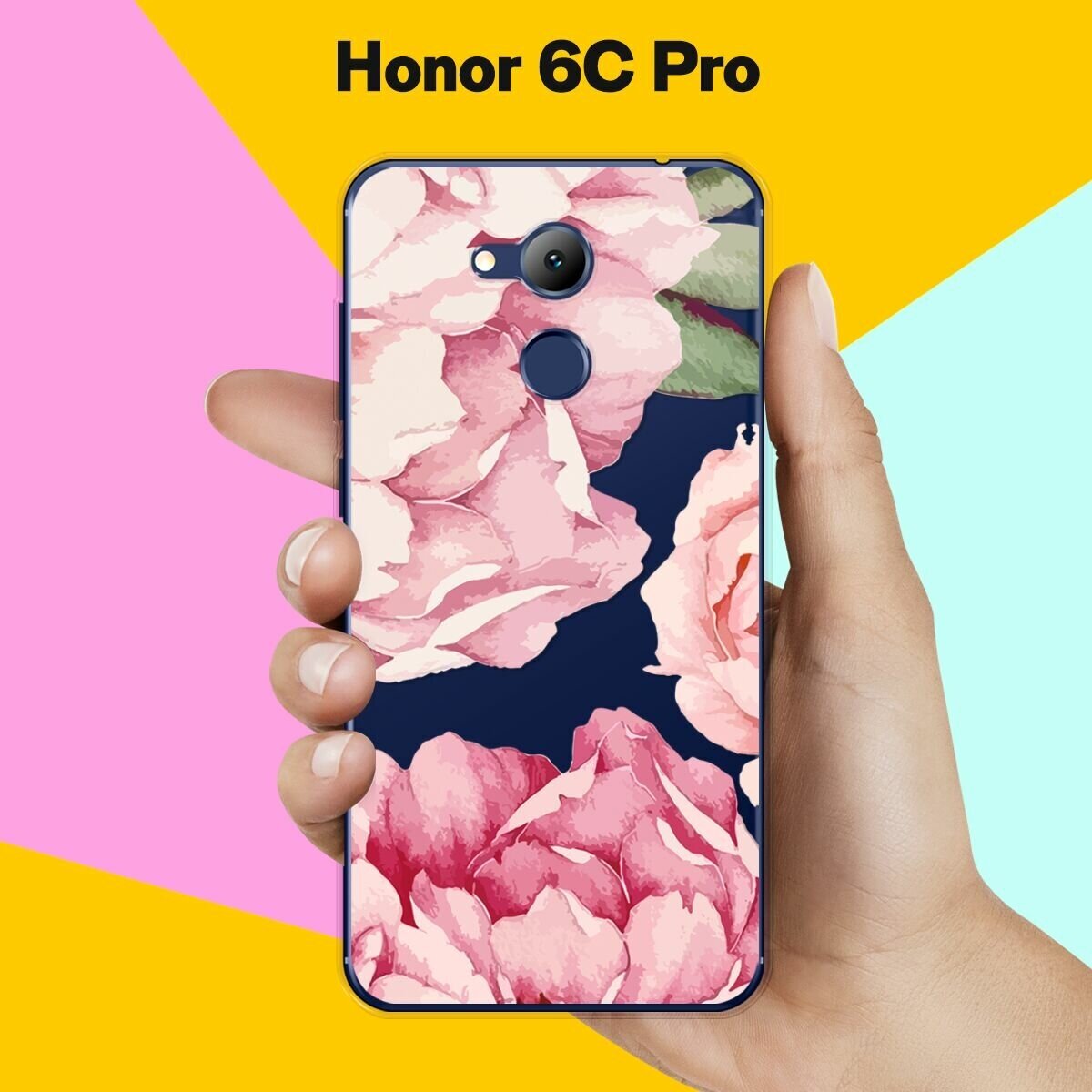 Силиконовый чехол на Honor 6C Pro Пионы / для Хонор 6Ц Про