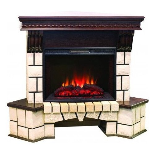 Электрический камин RealFlame Stone Corner New 25,5 + Sparta 25,5 2 кВт 128 см 105 см 78 см античный дуб