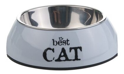 Beeztees 650400 Best Cat Миска 2в1 д/кошек серая 160мл*14,5*4,5см . - фотография № 1