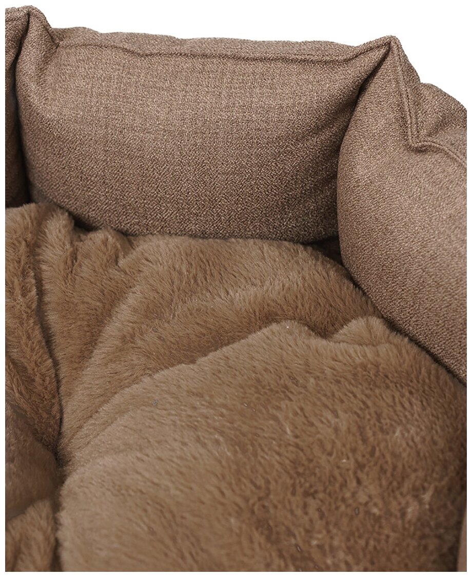 Лежанка для собак кошек 55х50х20 меховая съёмная подушка - фотография № 5