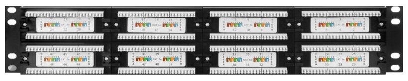 Патч-панель Exegate EX256753RUS (19", UTP, 48 port, cat.5e, KRONE&110(dual IDC), 2U, RoHS, Black, RTL) - фото №8