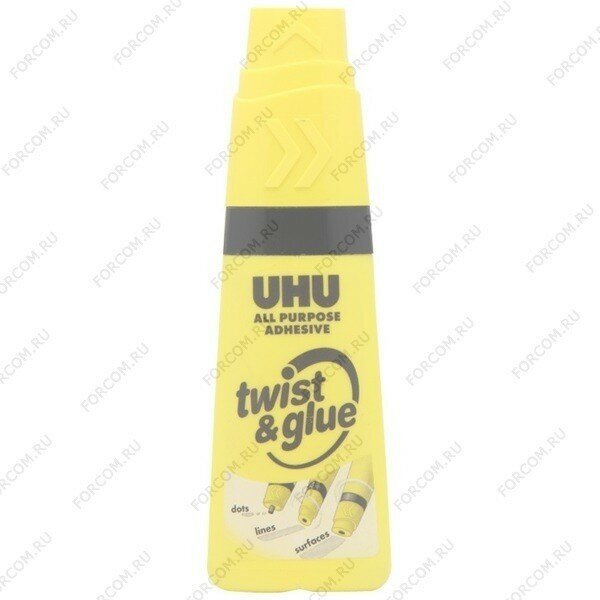 Клей универсальный UHU Twist & Glue прозрачный в бутылочке для аккуратного нанесения 35 мл (UHU 38580/38785)*