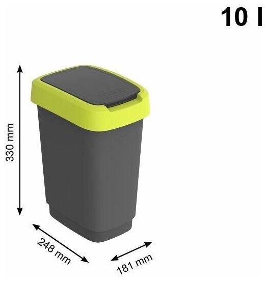 Ведро мусорное Rotho Swing bin с крышкой 10 л (1754305070)