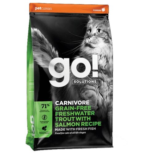 Go! Carnivore Grain-Free Trout&Salmon 48/18 - Беззерновой корм для кошек с чувствительным пищеварением, с форелью и лососем pp42310 3,63 кг