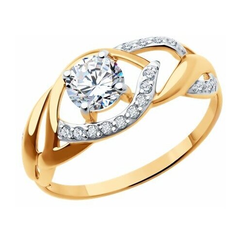 фото Кольцо diamant online, золото, 585 проба, фианит, размер 18.5