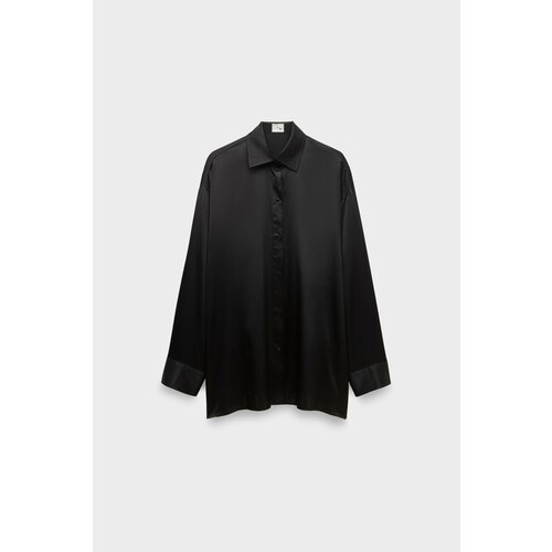 фото Рубашка alpe cashmere, свободный силуэт, длинный рукав, размер 40, черный