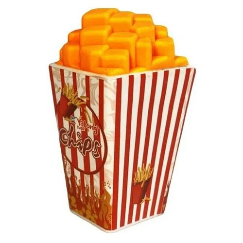 Точилка пластиковая с ластиком Yalong Fries оранжевая, 1 отверстие, с контейнером