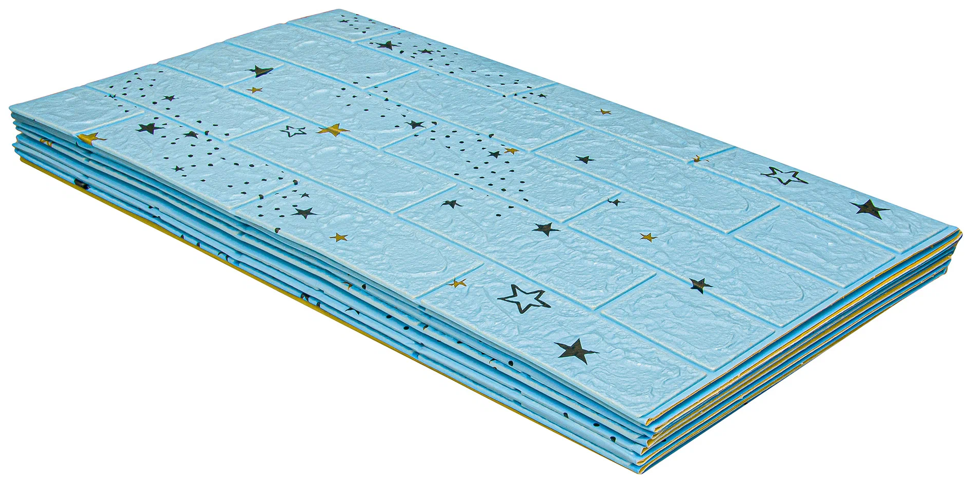Комплект самоклеящихся 3D панелей для стен LAKO DECOR, Детская комната, Звездное небо (голубой кирпич), 70x600см - фотография № 10