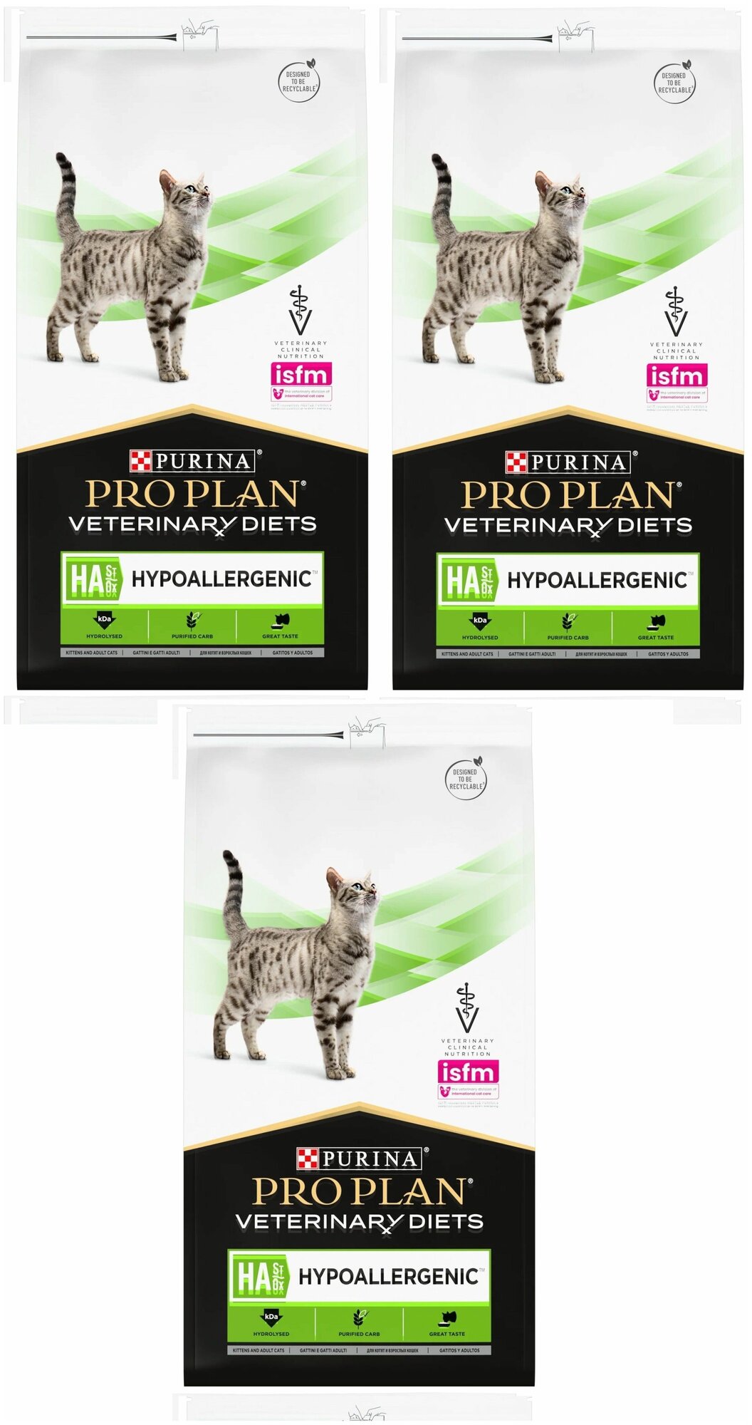 Сухой корм для кошек и котят Pro Plan Veterinary Diets HA St/Ox для снижения пищевой непереносимости 1.3 кг 3 шт - фотография № 1