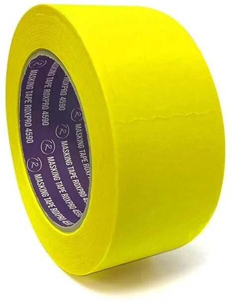 фото RoxelPro Малярная лента ROXPRO 4590, ярко-жёлтая, 48мм х 40м