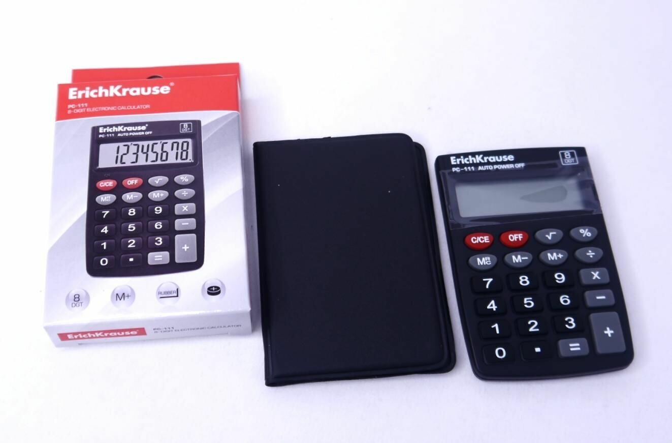 Калькулятор карманный 8-разрядов ErichKrause PC-111 (в коробке по 1 шт.)