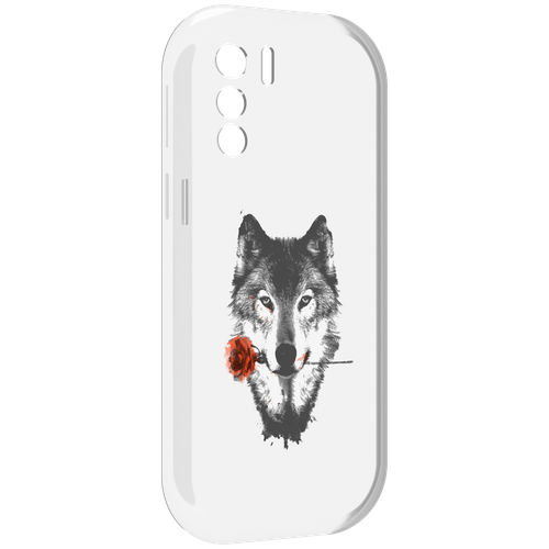 Чехол MyPads волк с розой для UleFone Note 13P задняя-панель-накладка-бампер