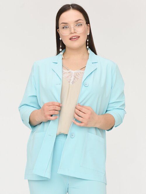 Пиджак SVESTA, удлиненный, силуэт прямой, размер 52, голубой