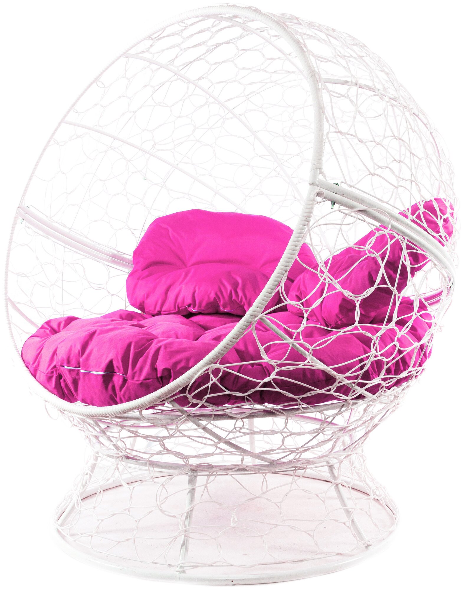 Кресло белое M-Group Апельсин ротанг, 11520108 розовая подушка - фотография № 3
