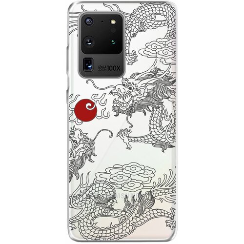 Силиконовый чехол Mcover для Samsung Galaxy S20 Ultra с рисунком Японский дракон инь / аниме противоударный чехол с защитой камеры mcover на samsung galaxy s22 ultra с рисунком японский дракон инь аниме