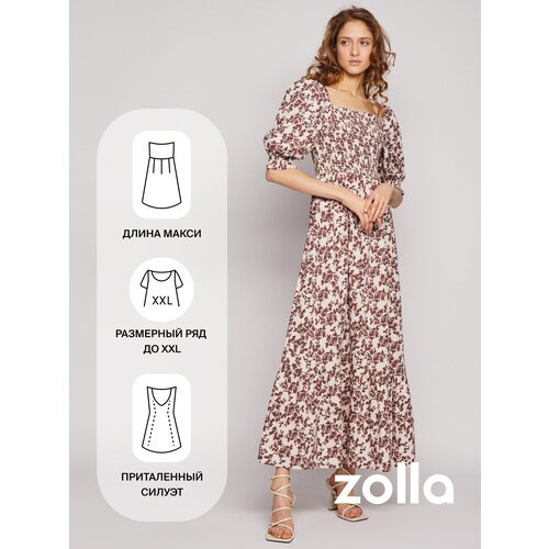 Платье Zolla, повседневное, макси, размер XL, бежевый