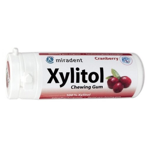 фото Жевательная резинка miradent xylitol chewing gum клюква, без сахара 30 шт.