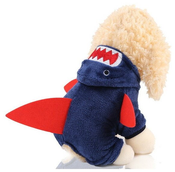 Костюм для собаки "Волшебный карнавал-Акула" с капюшоном, размер S (35*25см) Ultramarine - фотография № 8