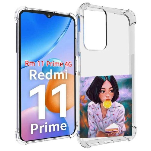 Чехол MyPads девушка-с-чизкейком женский для Xiaomi Redmi 11 Prime 4G задняя-панель-накладка-бампер чехол mypads лес внутри кота для xiaomi redmi 11 prime 4g задняя панель накладка бампер