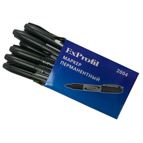 Маркер Exprofil перманентный острый наконечник, светостойкий, водостойкий, цвет черный, 10 шт.