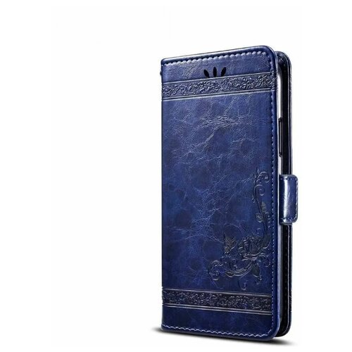 фото Чехол-книжка mypads для honor 9s (dua-lx9) / huawei y5p из качественной импортной искусственной кожи с необычным тиснением «тематика книга в винтажном стиле» ретро синий
