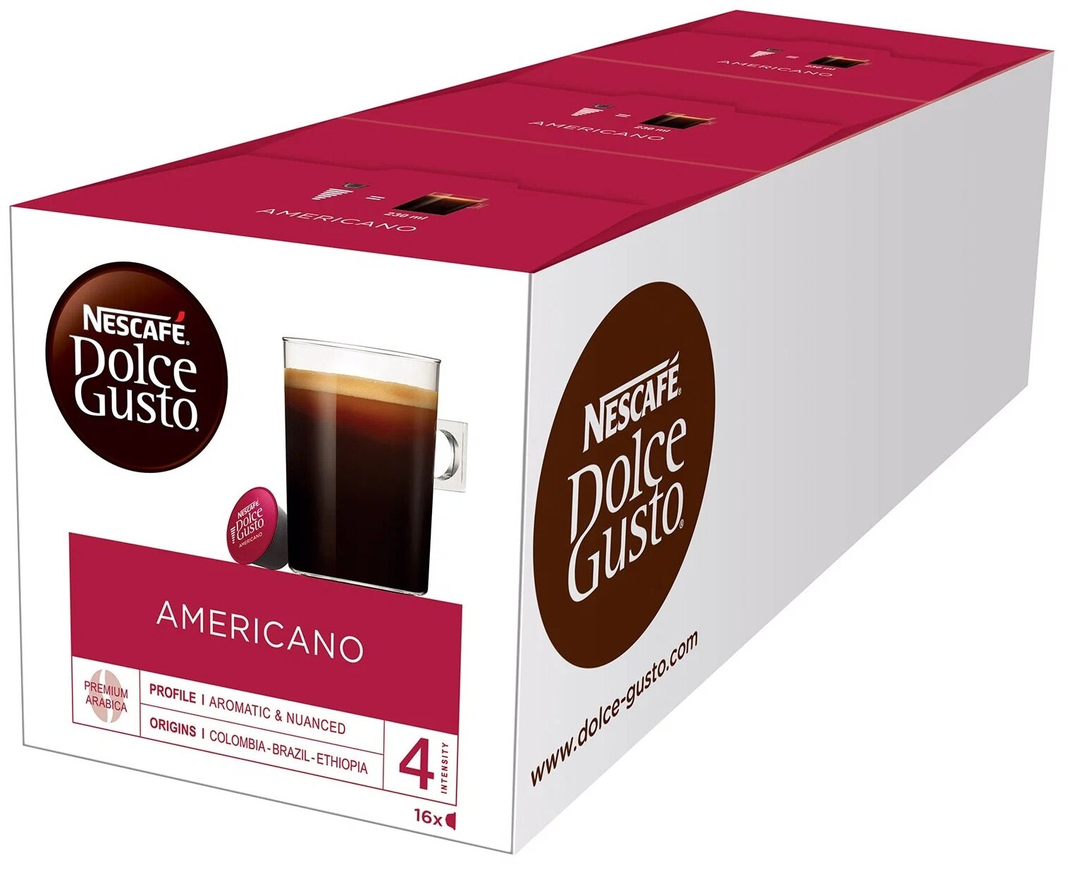 Кофе в капсулах Nescafe Dolce Gusto Americano, интенсивность 4, 48 капсул (3 уп. по 16 капсул) Нескафе Дольче Густо Американо - фотография № 3