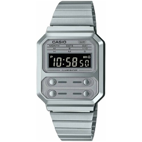 Наручные часы CASIO Vintage A100WE-7B, серебряный, черный наручные часы casio a700wegl 7aef серый черный