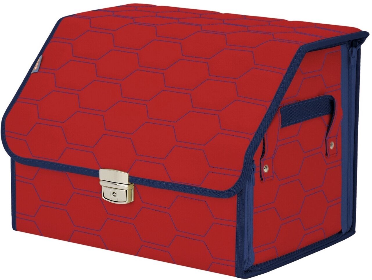 Органайзер-саквояж в багажник "Союз Премиум" (размер M). Цвет: красный с синей прострочкой Соты.