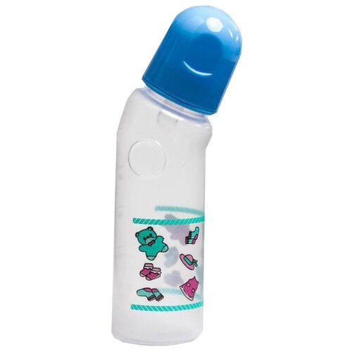 фото Крошка я бутылочка для кормления изогнутая, 250 мл с рождения, синий