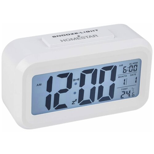 homestar часы homestar hs 0110 будильник температура подсветка 3хааа синие Электронные часы HomeStar HS-0110 белые 104307