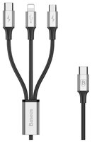 Кабель Baseus Rapid Series 3-in-1 USB - Lightning/microUSB/USB Type-C (CAMLT) 1.2 м черный/серебрист