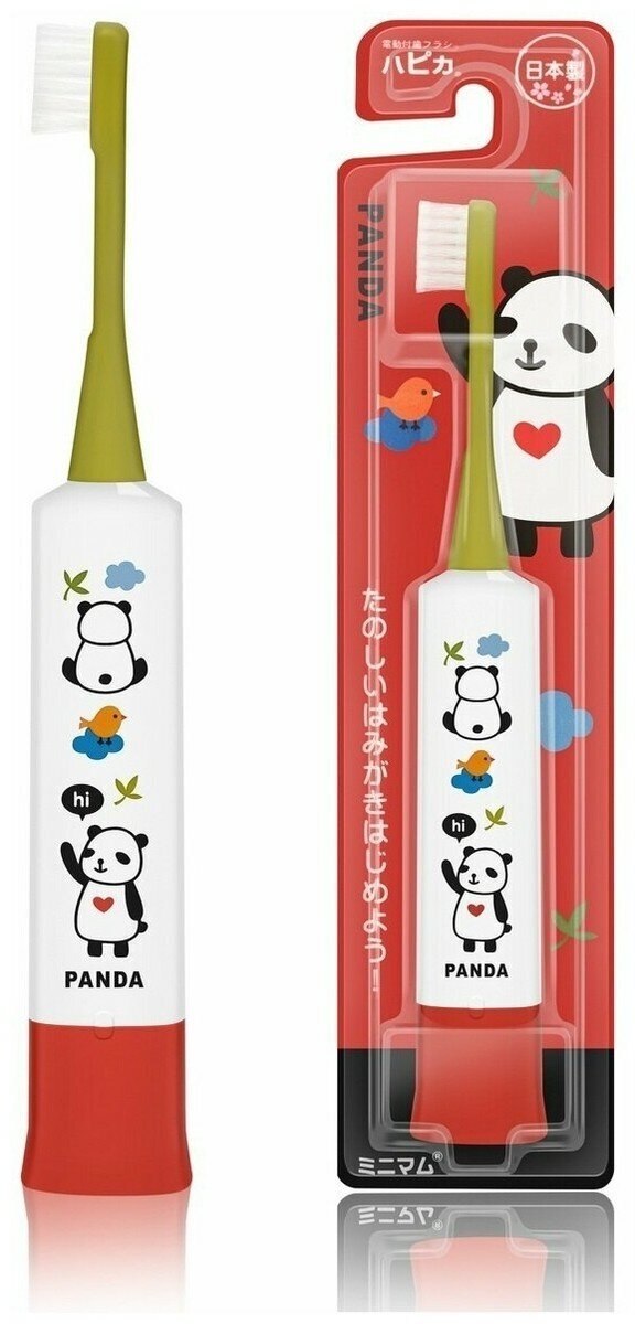 Hapica / Детская электрическая звуковая зубная щётка DBK-5GWR Panda 3-10 лет Цвет корпуса: белый и красный. Мягкие щетинки Япония - фотография № 4