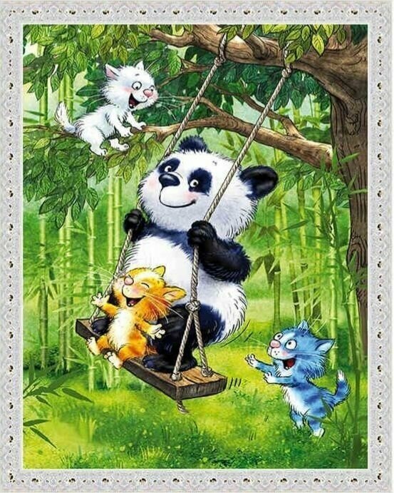 фото Алмазная мозаика "В бамбуковом лесу" холст на подрамнике 40х50 см, WB7085