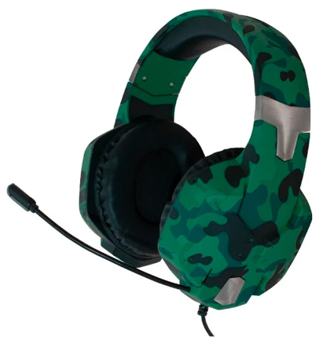 Наушники с микрофоном Ritmix Rh-566m Gaming Khaki Green (с регулятором громкости, шнур 1.8м)