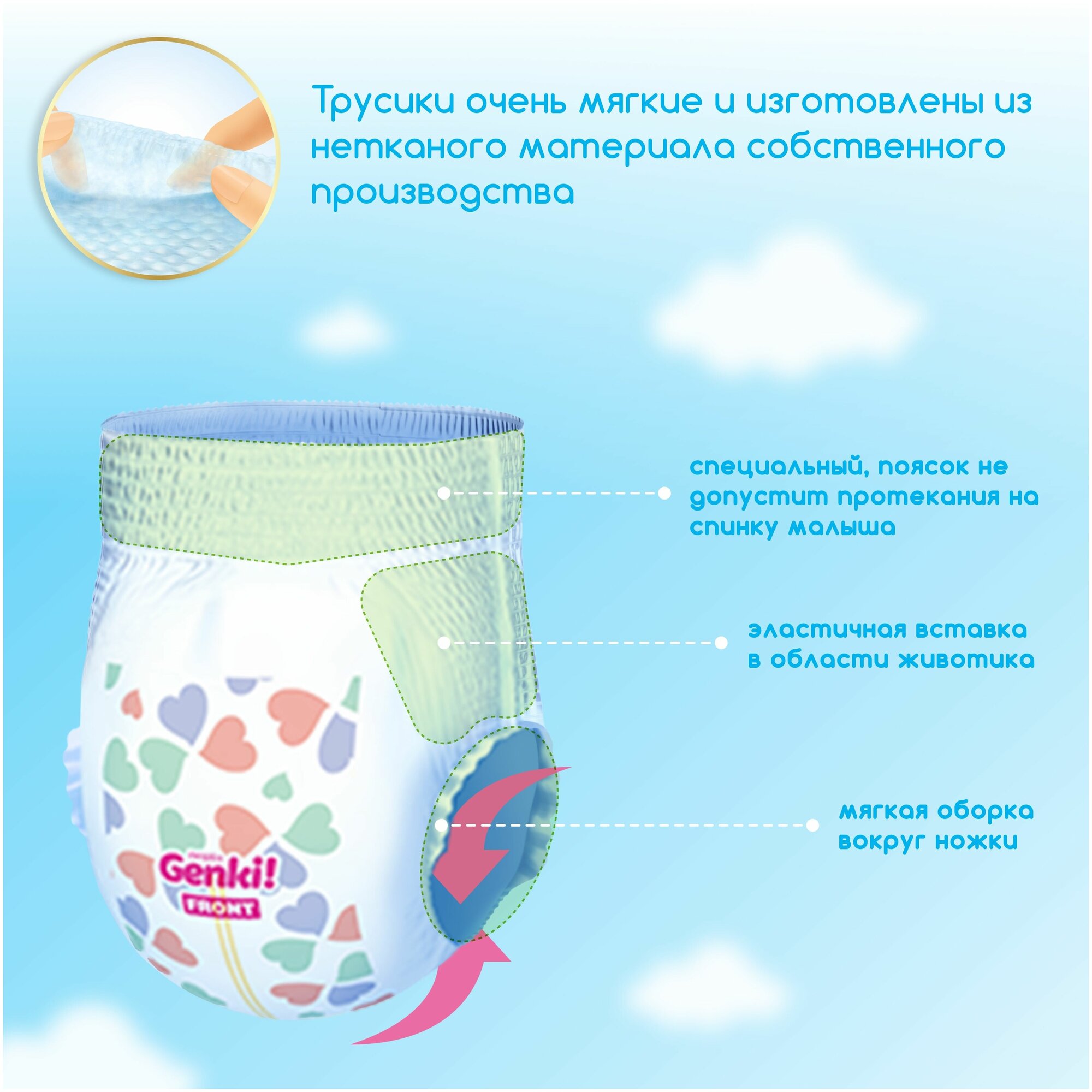 Подгузники-трусики Genki Premium Soft L (9-14 кг) 30 шт. - фото №5